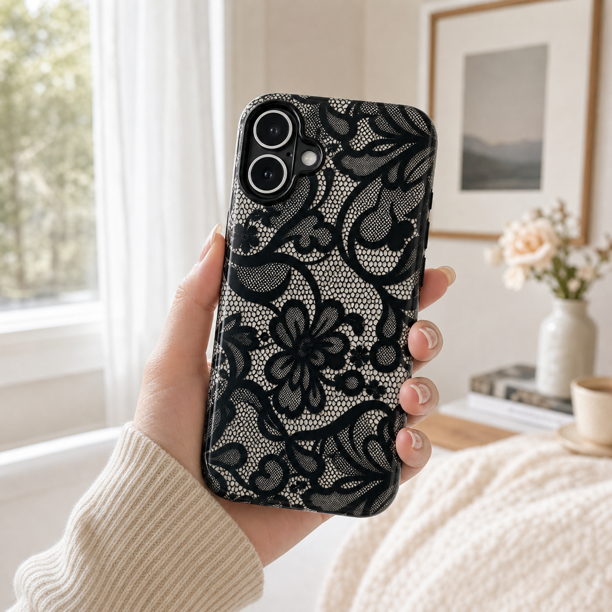 Black Lace Vintage Pattern Phone Case