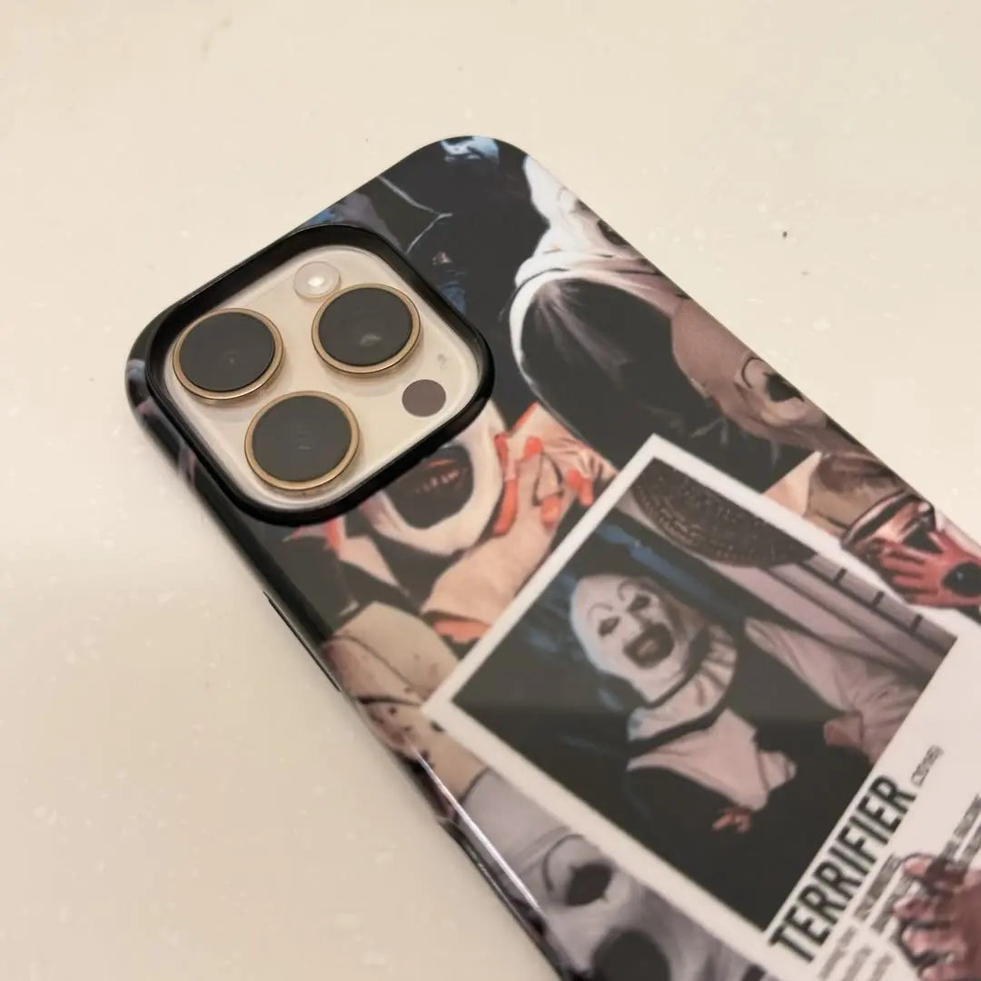 This Halloween phone case perfectly blends classic horror movie elements, bringing a unique trendy vibe that makes it a must-have fashion item for the season.