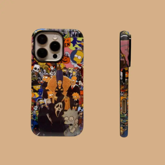 This unique Halloween phone case creatively combines The Simpsons and Ghostface, presenting a quirky vibe that makes your phone truly stand out.
