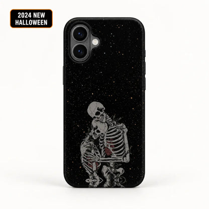 1. Embrace skeleton couple phone case for iPhone 16 with starry black design
