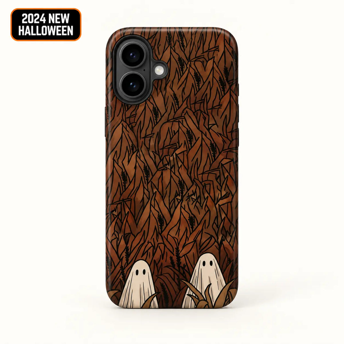 Hidden Ghosts cornfield phone case for iPhone 16 with 2024 New Halloween badge