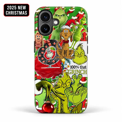 Green Christmas character collage phone case for iPhone 16