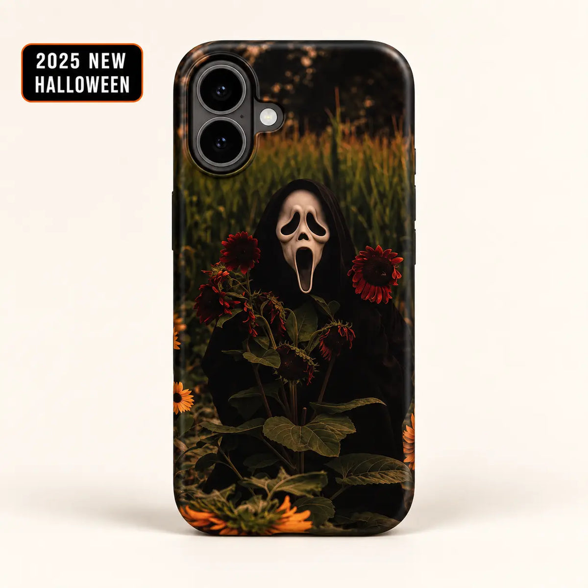 Ghost in the Sunflower Field case for iPhone 16 with 2025 New Halloween badge