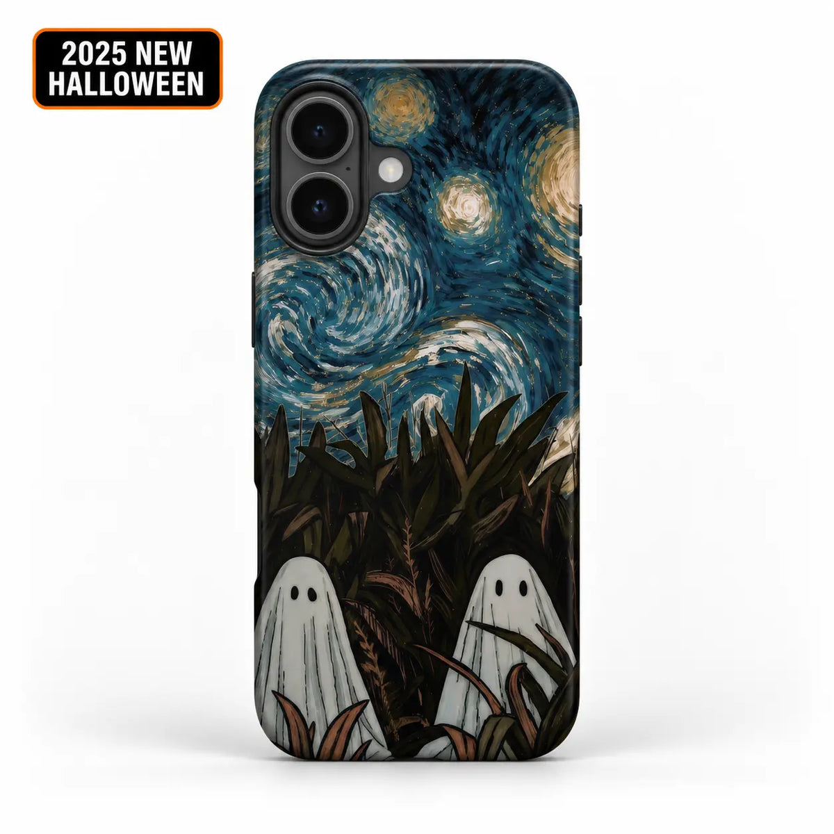 Ghosts Under the Wheat Ears phone case for iPhone 16 with 2025 New Halloween badge