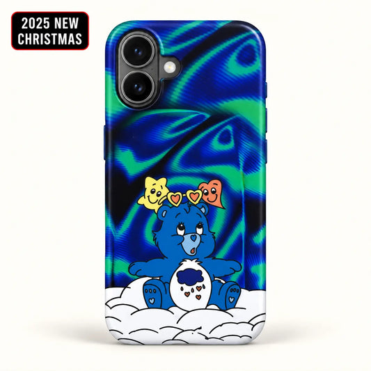 Blue Holiday Bear Christmas phone case for iPhone with 2025 New Christmas badge