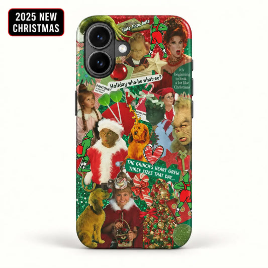 Red and green Christmas movie collage phone case for iPhone 16