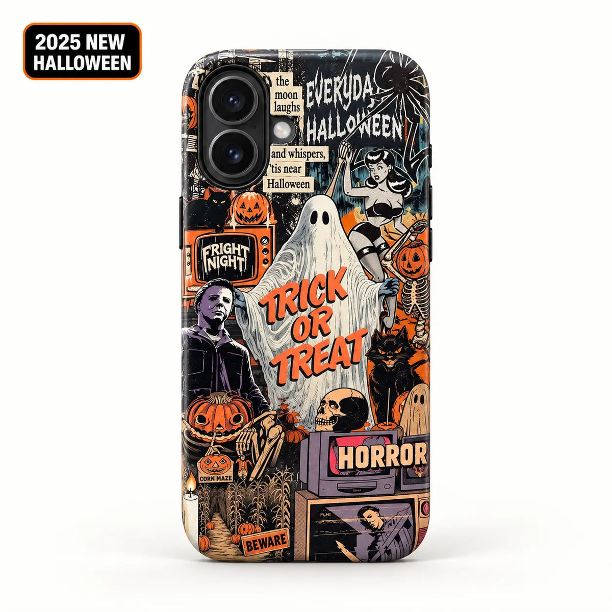 Vintage Trick or Treat Halloween film phone case for iPhone
