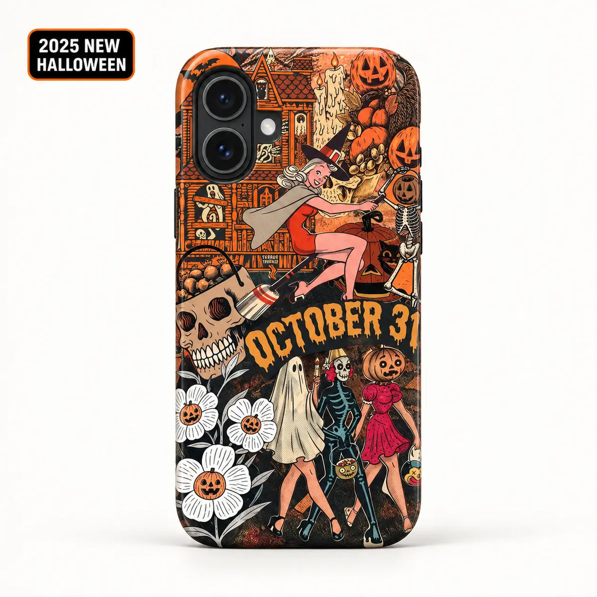 Vintage October 31 witch Halloween film phone case for iPhone