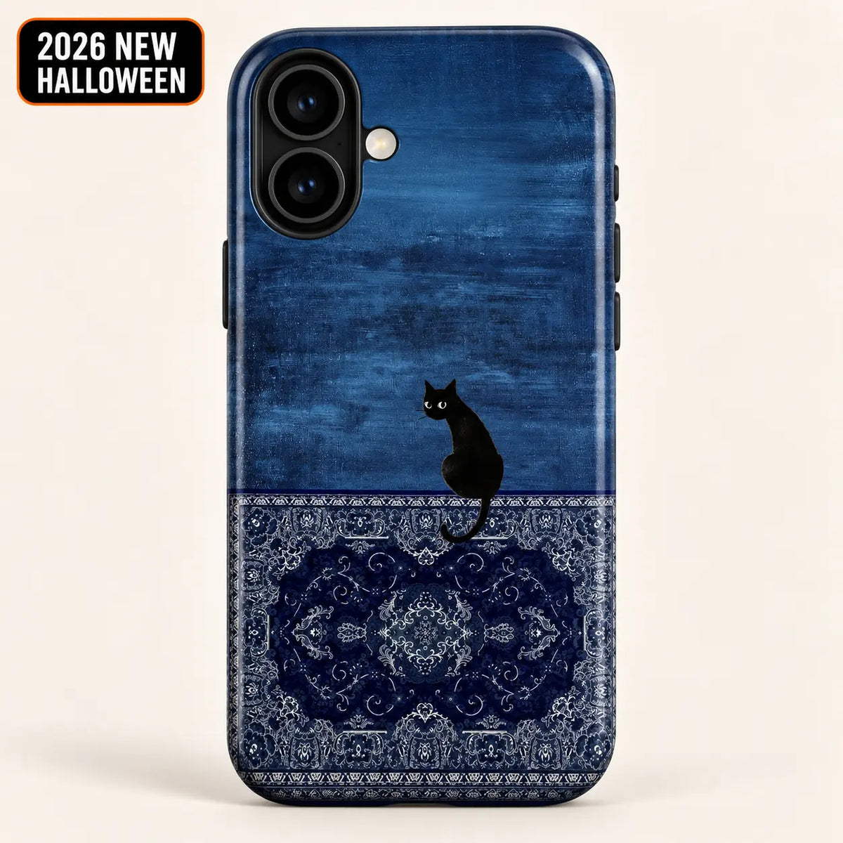 Blue Black Cat & Persian Rug Phone Case mimocase