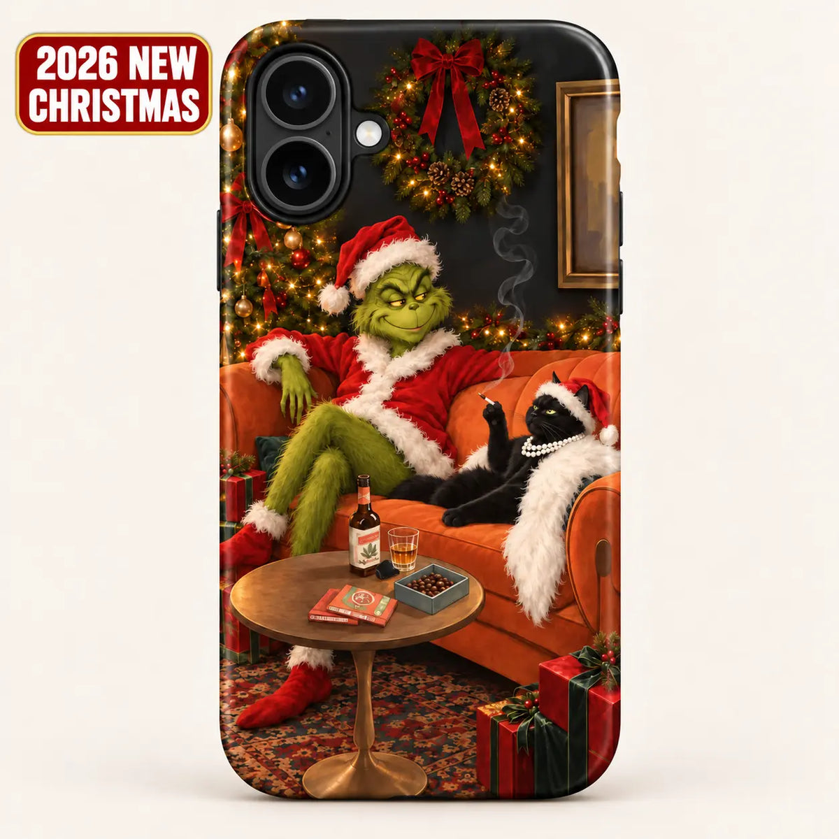Grinch & Black Cat Christmas Phone Case mimocase