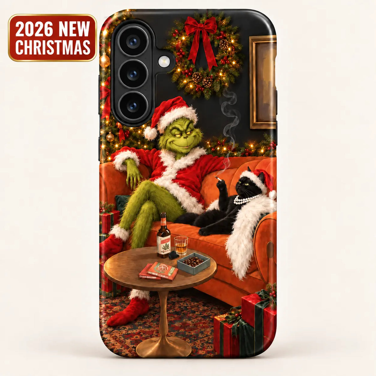 Grinch & Black Cat Christmas Phone Case mimocase