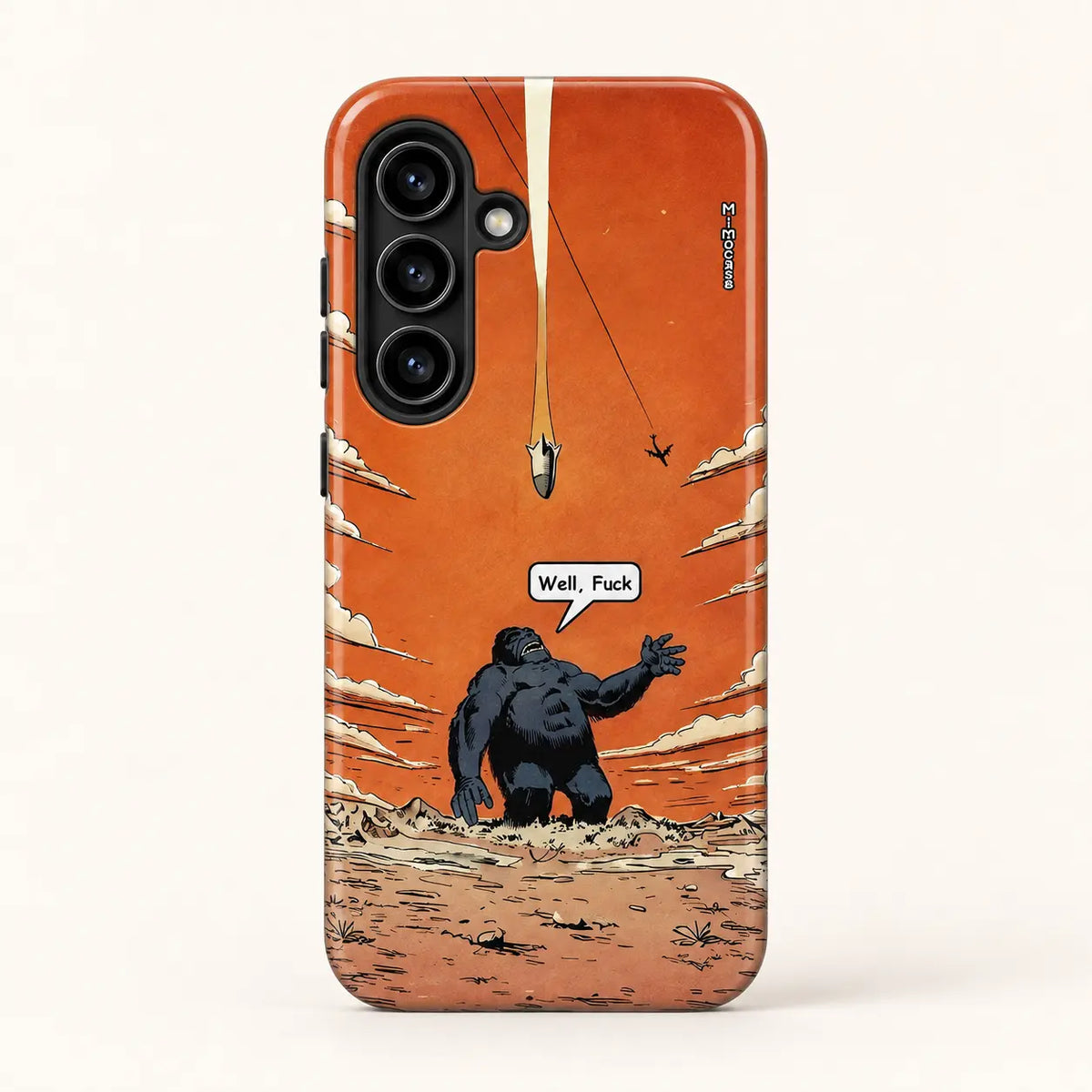 Orange gorilla comic phone case for Samsung Galaxy on a warm ivory background