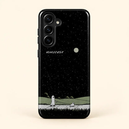 Starry ghost walk phone case for Samsung Galaxy on a warm ivory background
