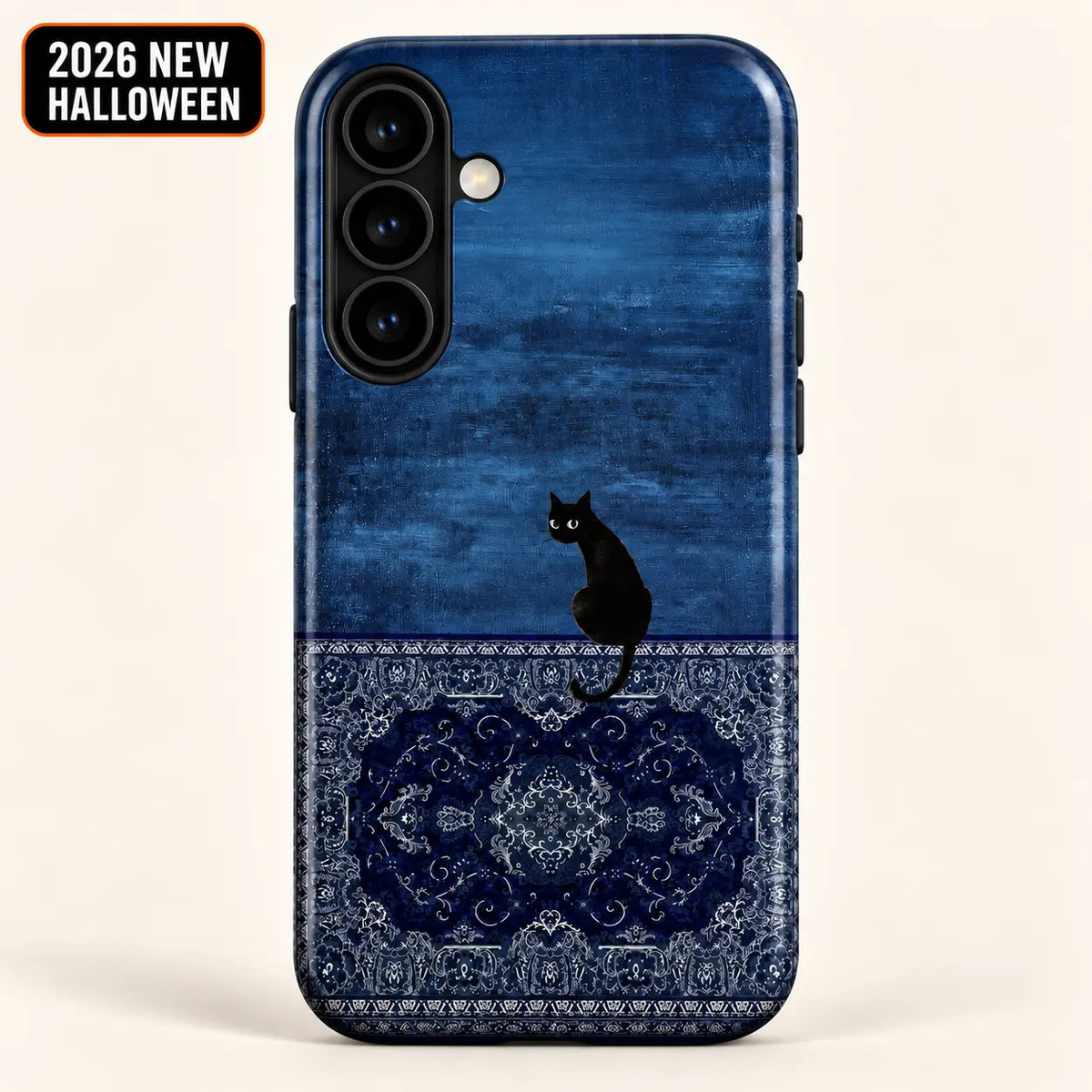 Blue Black Cat & Persian Rug Phone Case mimocase