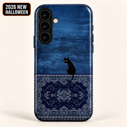 Blue Black Cat & Persian Rug Phone Case mimocase