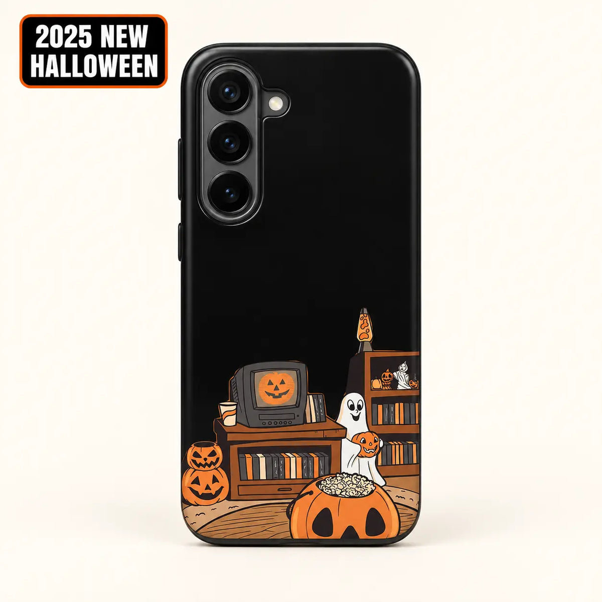 Pumpkin television and ghost case for Samsung Galaxy S26
