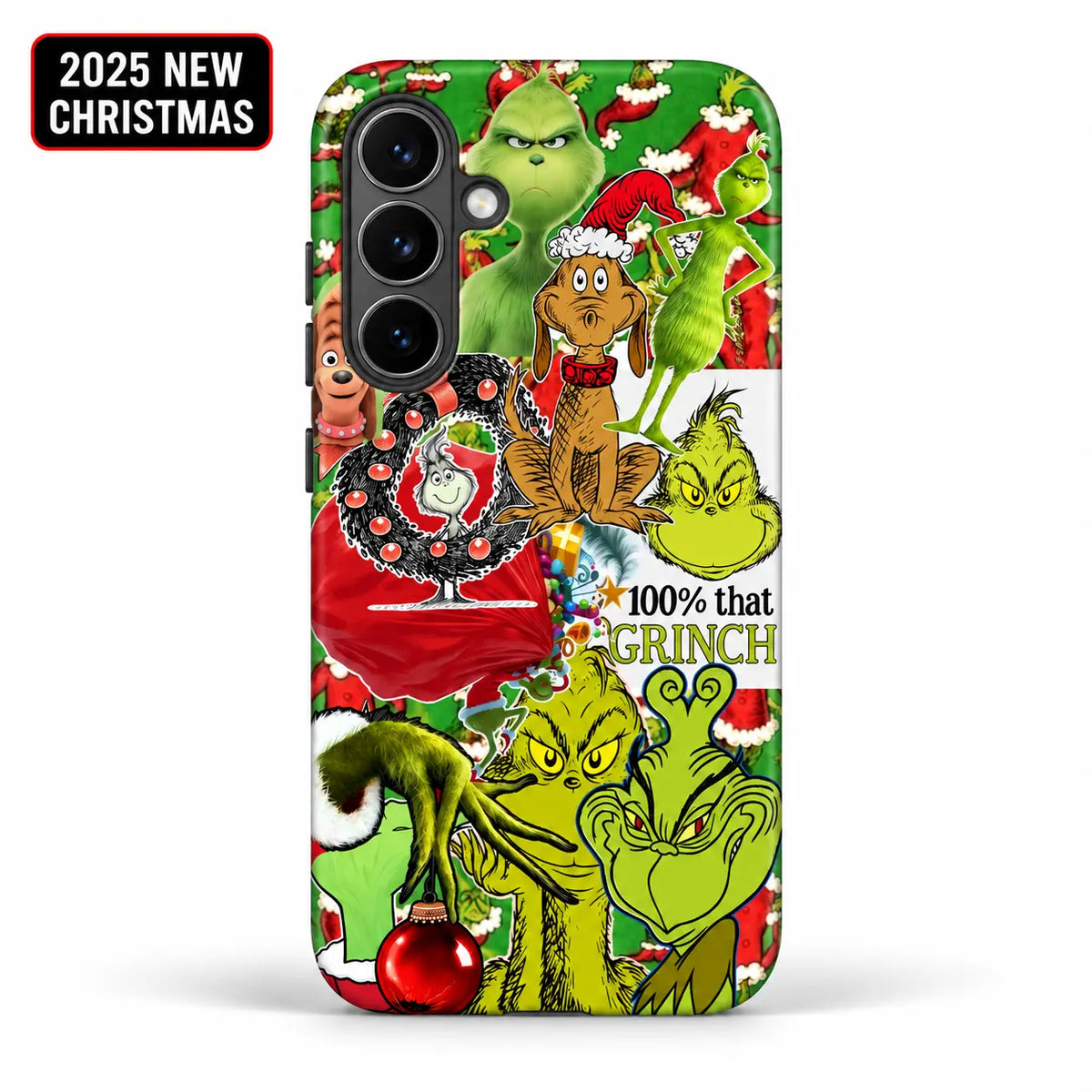 Green and red holiday collage phone case for Samsung Galaxy S26