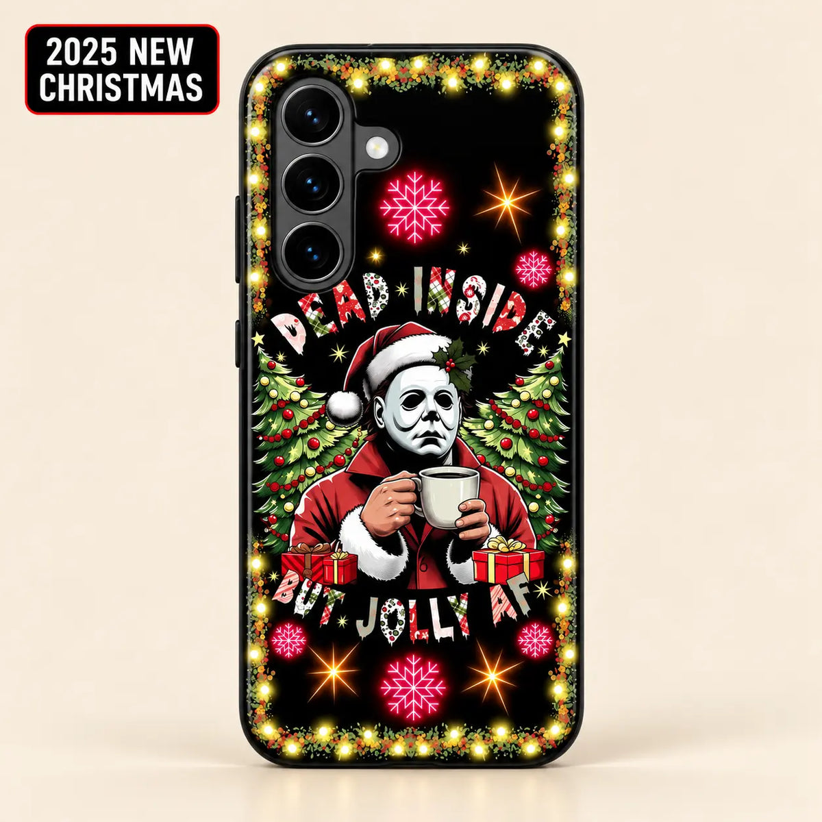 Dead Inside But Jolly Christmas phone case for Samsung Galaxy with black festive artwork