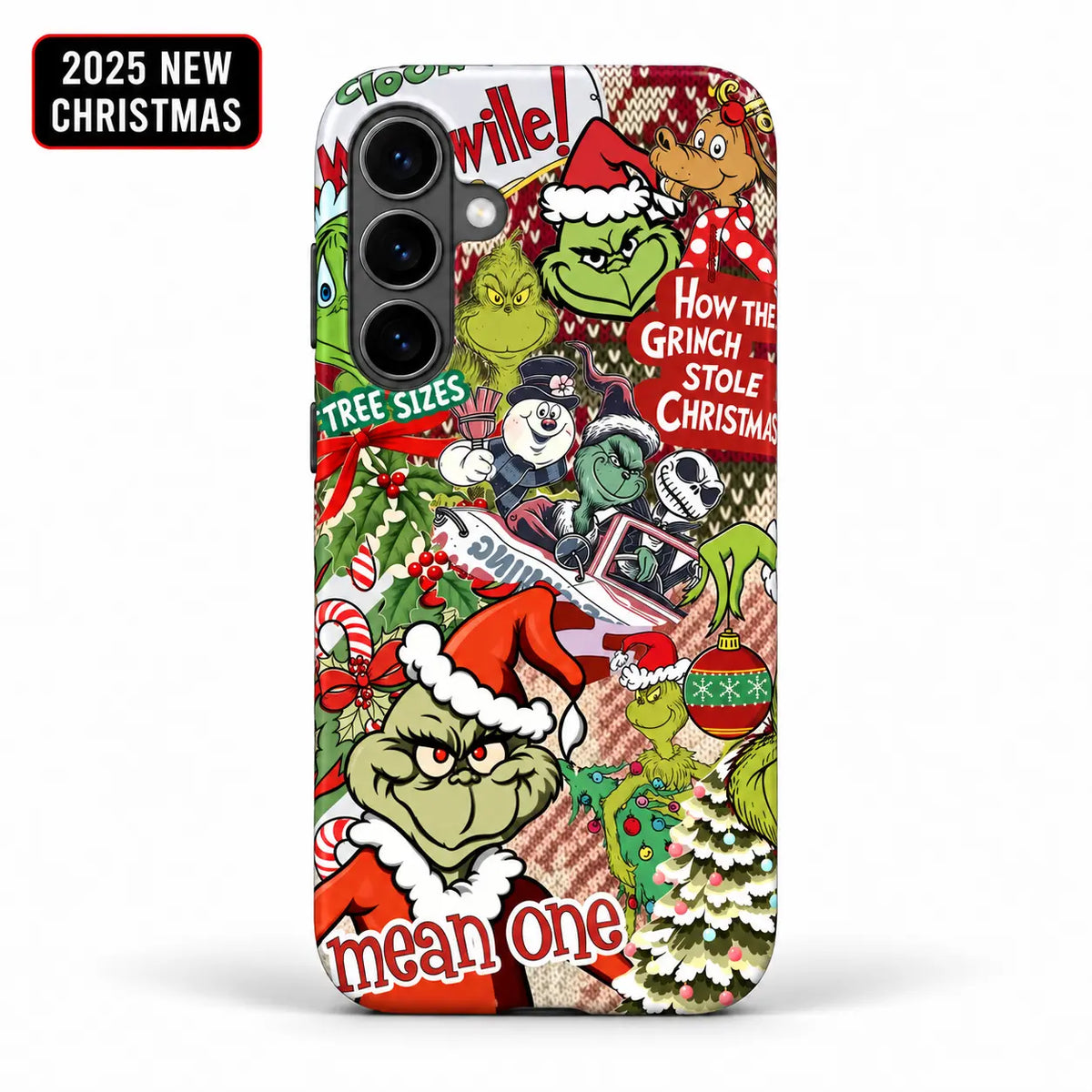 Red and green Christmas collage phone case for Samsung Galaxy S26