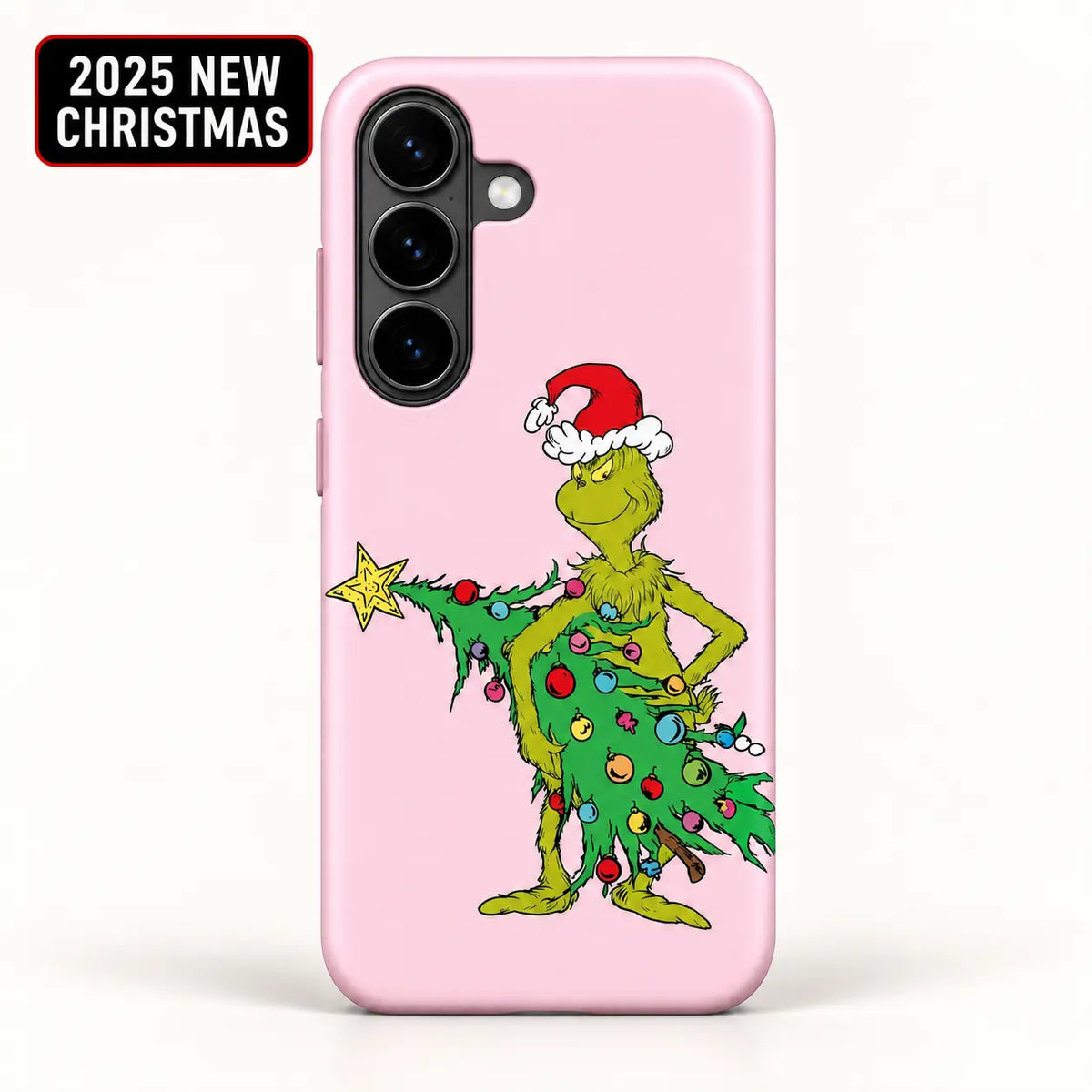 Pink Mean One Christmas Tree phone case for Samsung Galaxy with 2025 New Christmas badge
