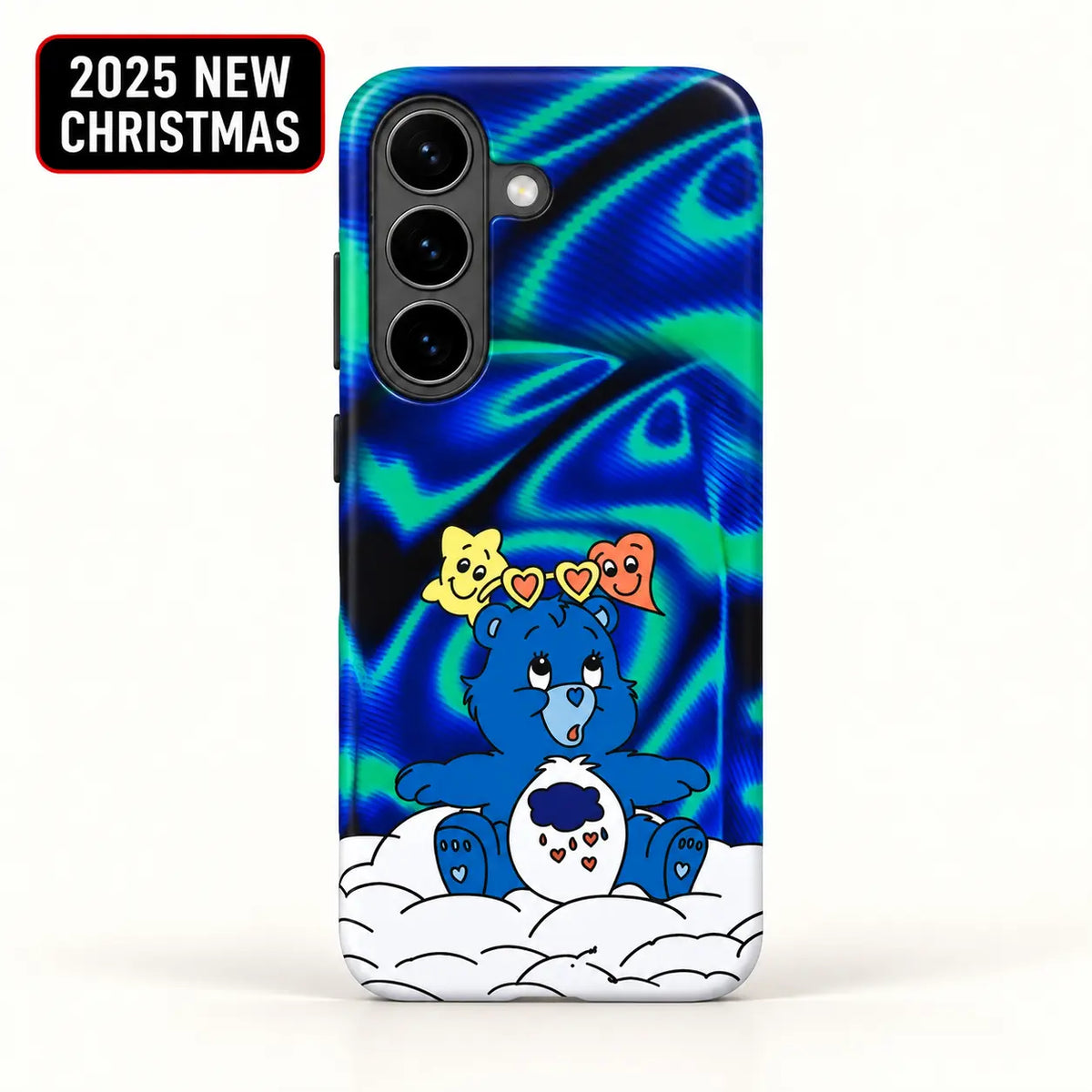 Blue Holiday Bear Christmas phone case for Samsung Galaxy with 2025 New Christmas badge