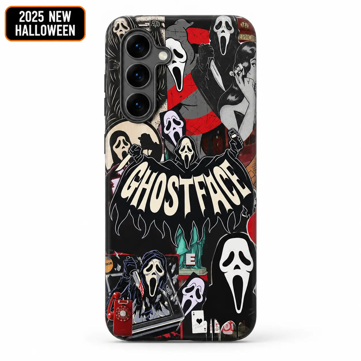 Ghostface horror collage phone case for Samsung Galaxy S26