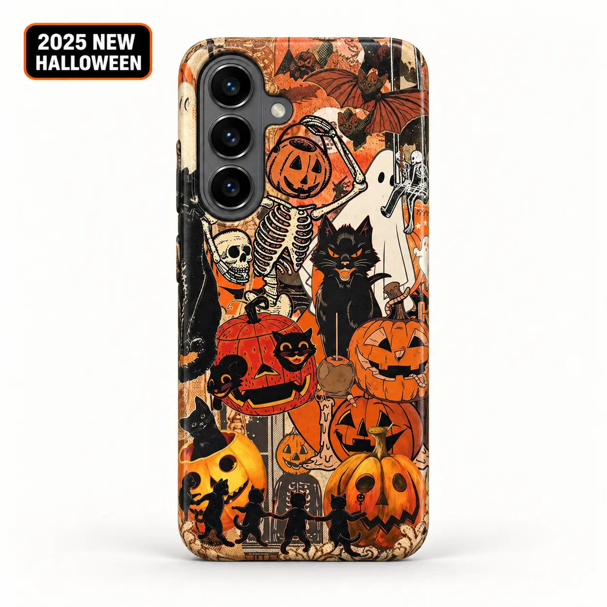 Vintage black cat and jack-o'-lantern case for Samsung Galaxy