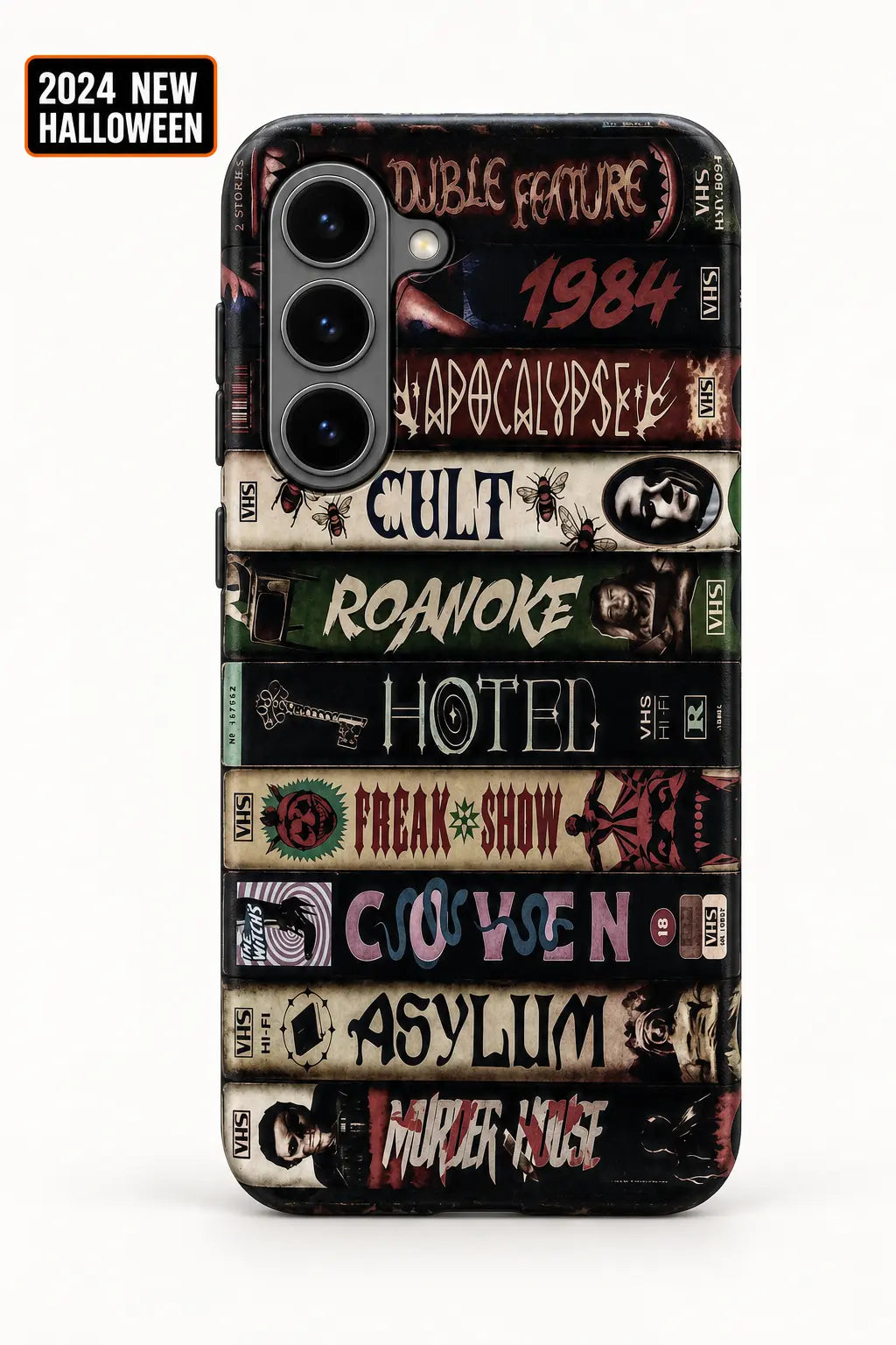 Vintage horror VHS book spine film phone case for Samsung Galaxy S26