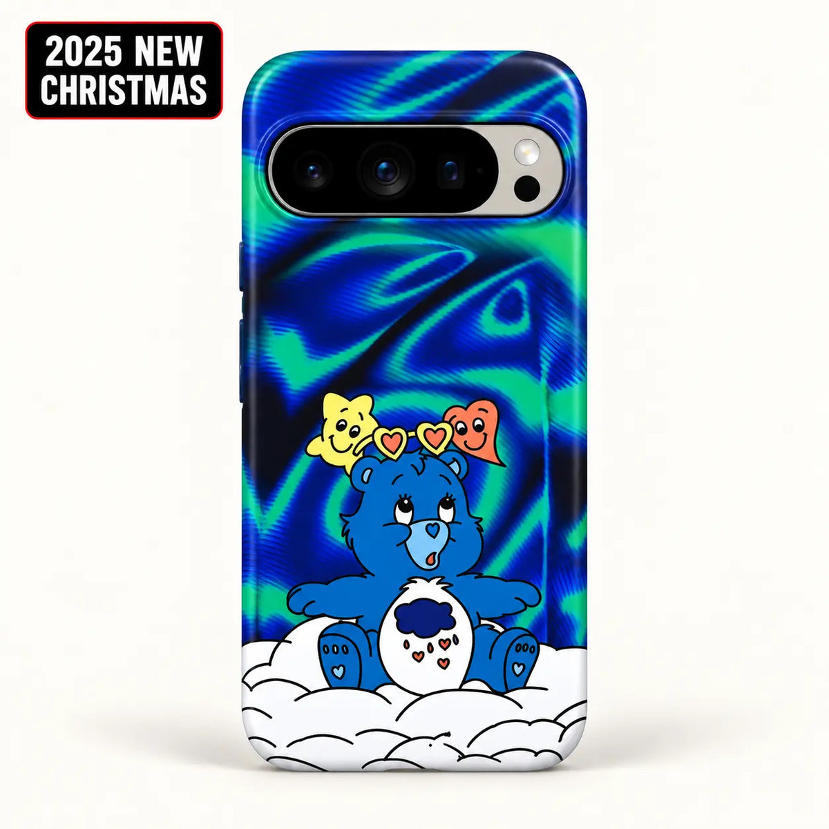 Blue Holiday Bear Christmas phone case for Google Pixel with 2025 New Christmas badge