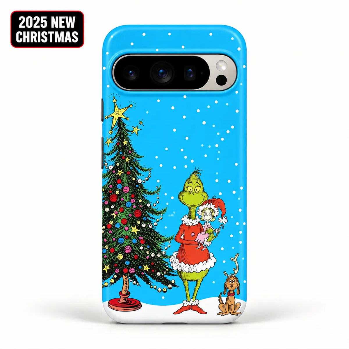 Blue snowy Christmas phone case for Google Pixel 10 Pro XL with winter character scene