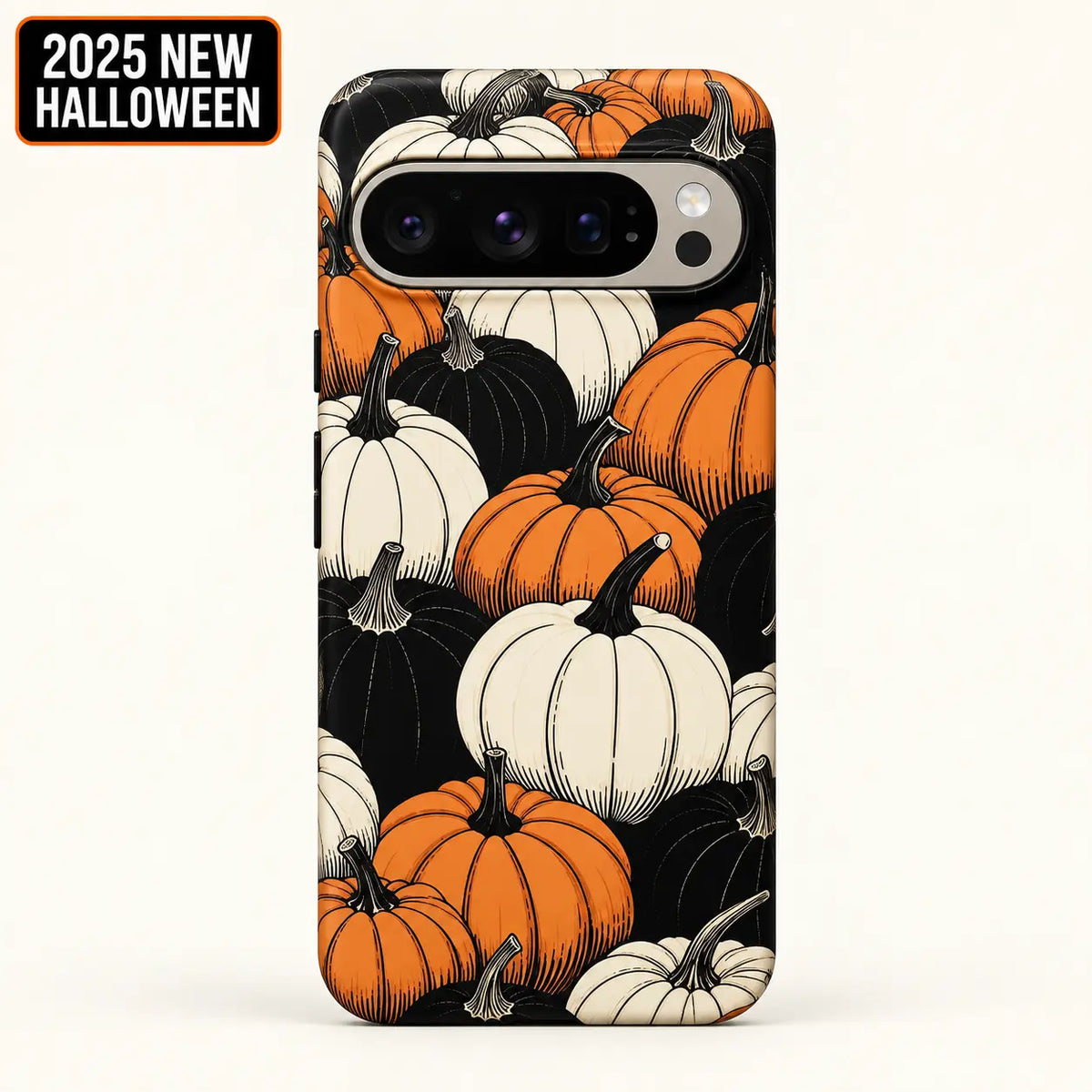 Orange and black pumpkin case for Google Pixel 10 Pro XL
