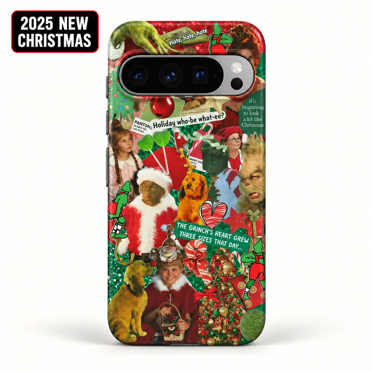 Red and green holiday collage phone case for Google Pixel 10 Pro XL