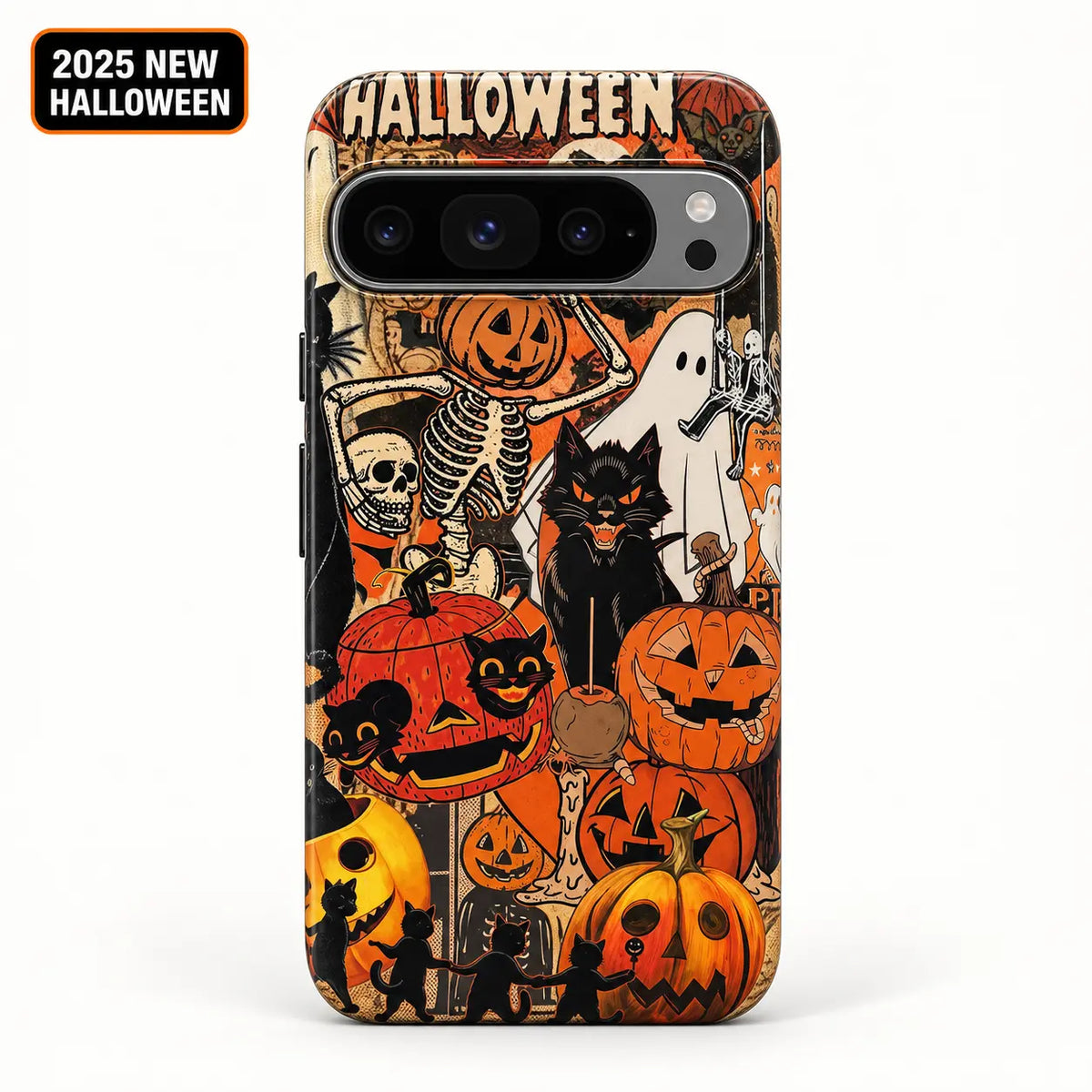 Full-wrap Halloween cat phone case for Google Pixel