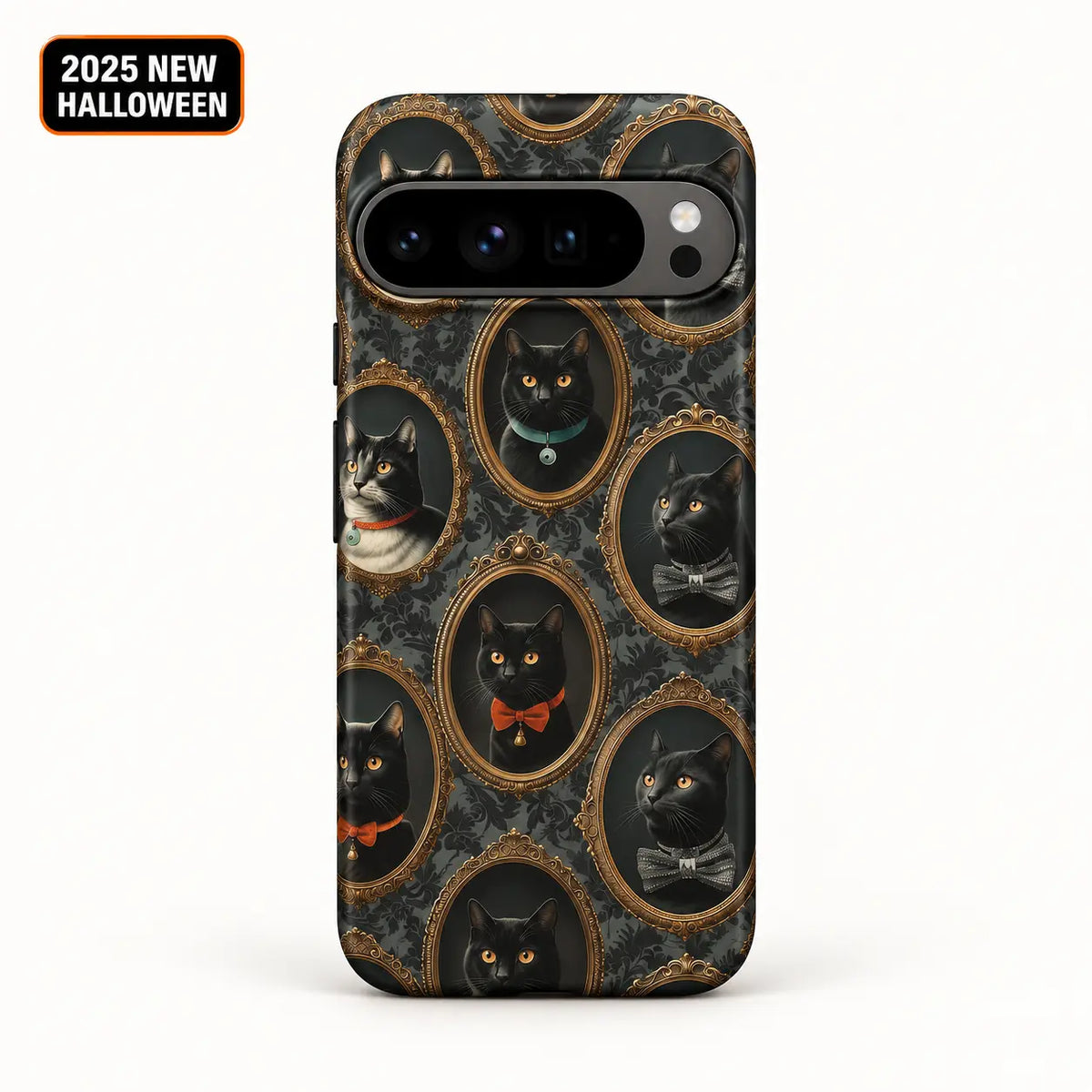 Black Cat Museum Google Pixel case with horizontal camera bar