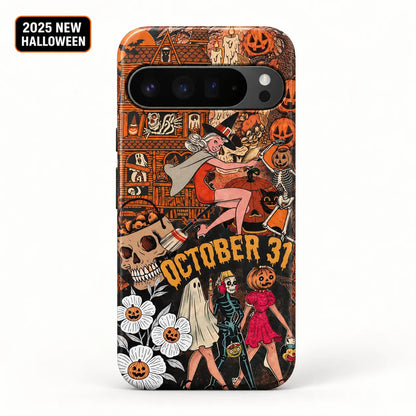 Vintage witch Google Pixel case with complete horizontal camera bar
