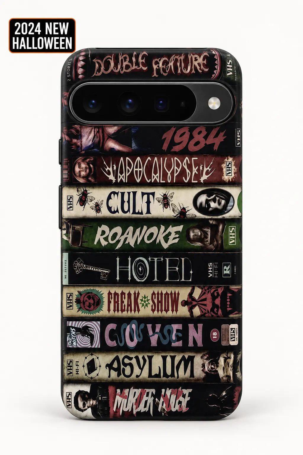 Vintage horror VHS book spine phone case for Google Pixel 10 Pro XL