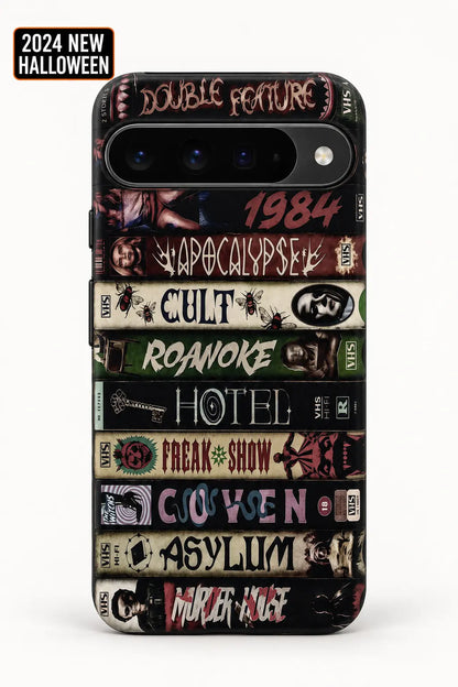 Vintage horror VHS book spine phone case for Google Pixel 10 Pro XL