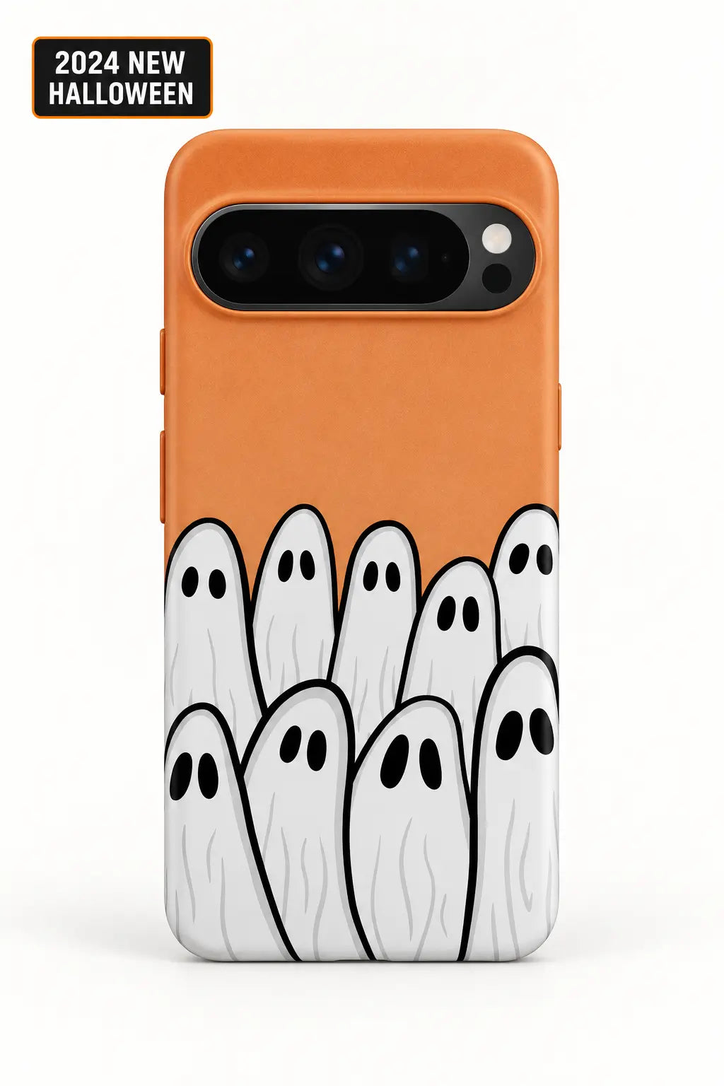 Orange and white ghost phone case for Google Pixel 10 Pro XL