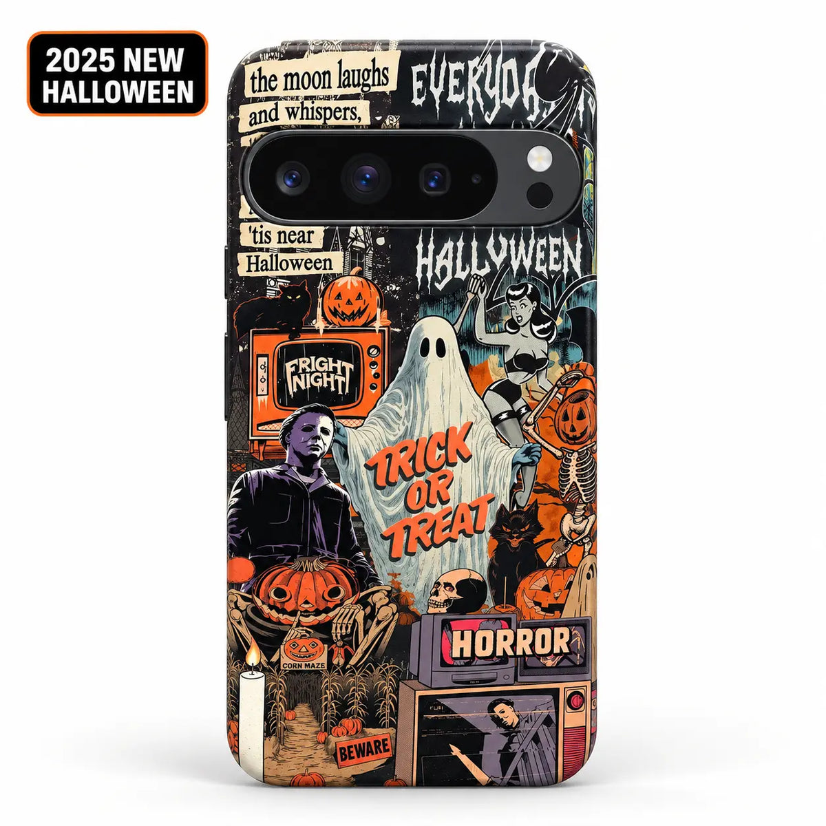 Trick or Treat Google Pixel case with complete horizontal camera bar