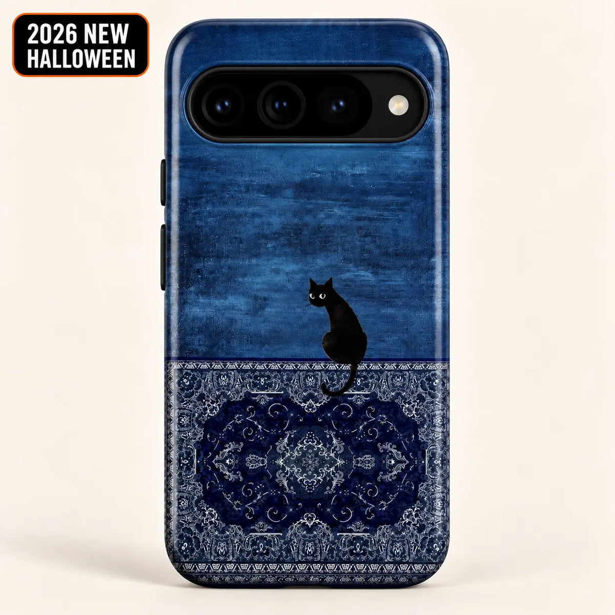 Blue Black Cat & Persian Rug Phone Case mimocase