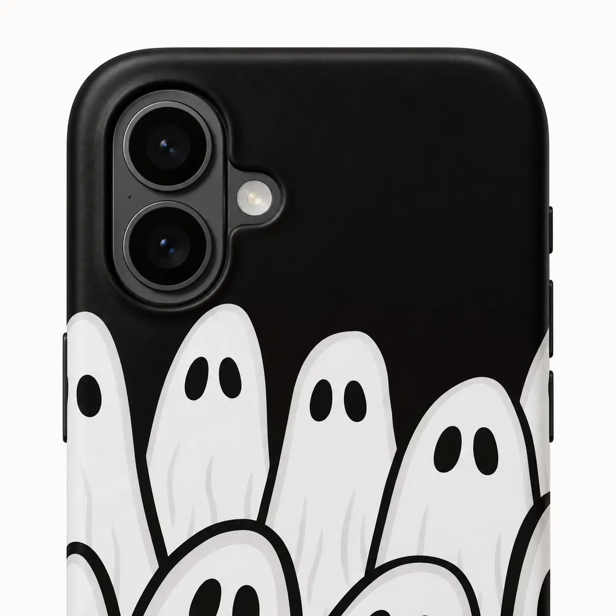 Close-up of the dual-camera protection on the ghost crowd iPhone case