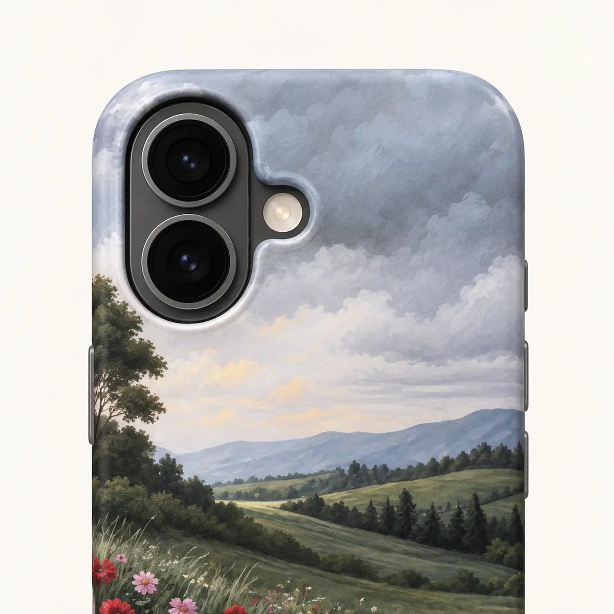 Close-up of the iPhone 16 camera protection on the WAIT phone case