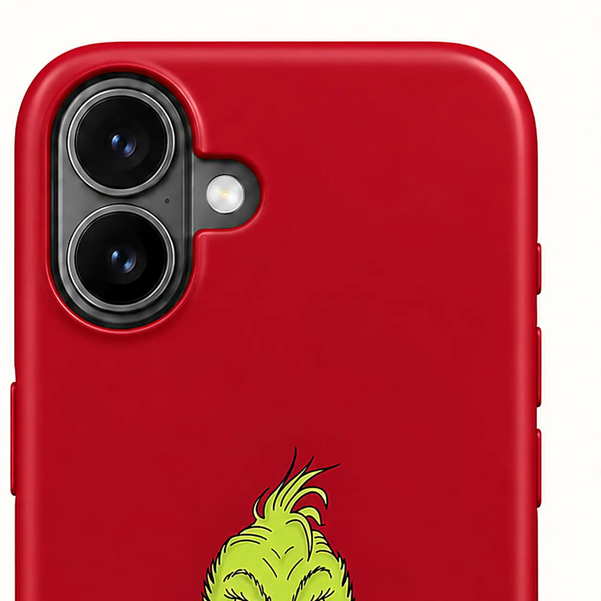 Close-up of the iPhone camera protection on the Red Mean One Christmas case
