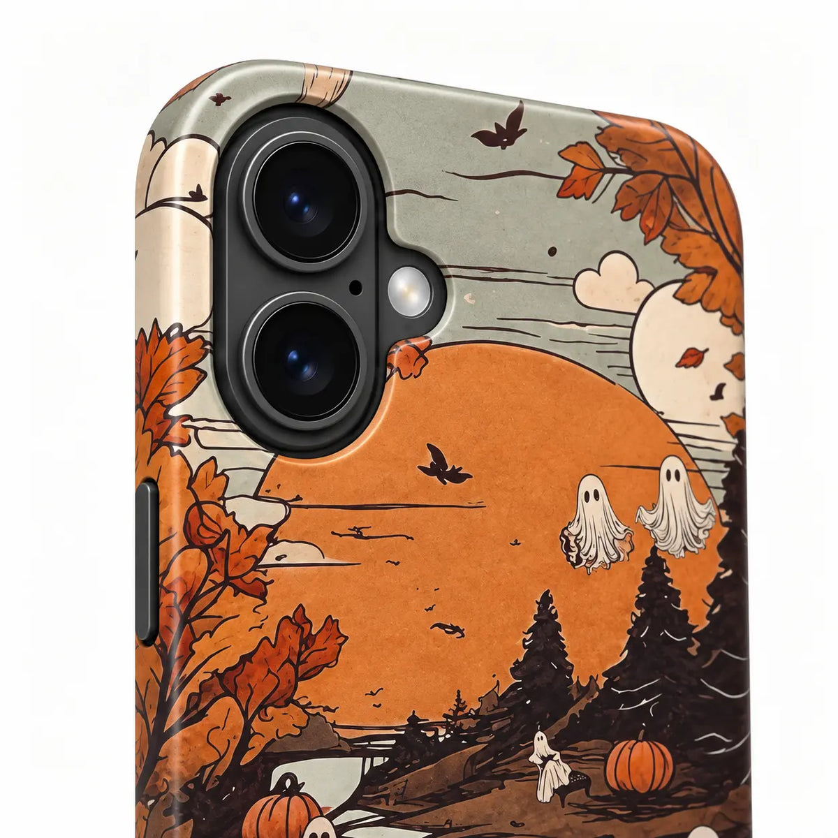 Connected iPhone camera housing on Spooky Town Halloween case