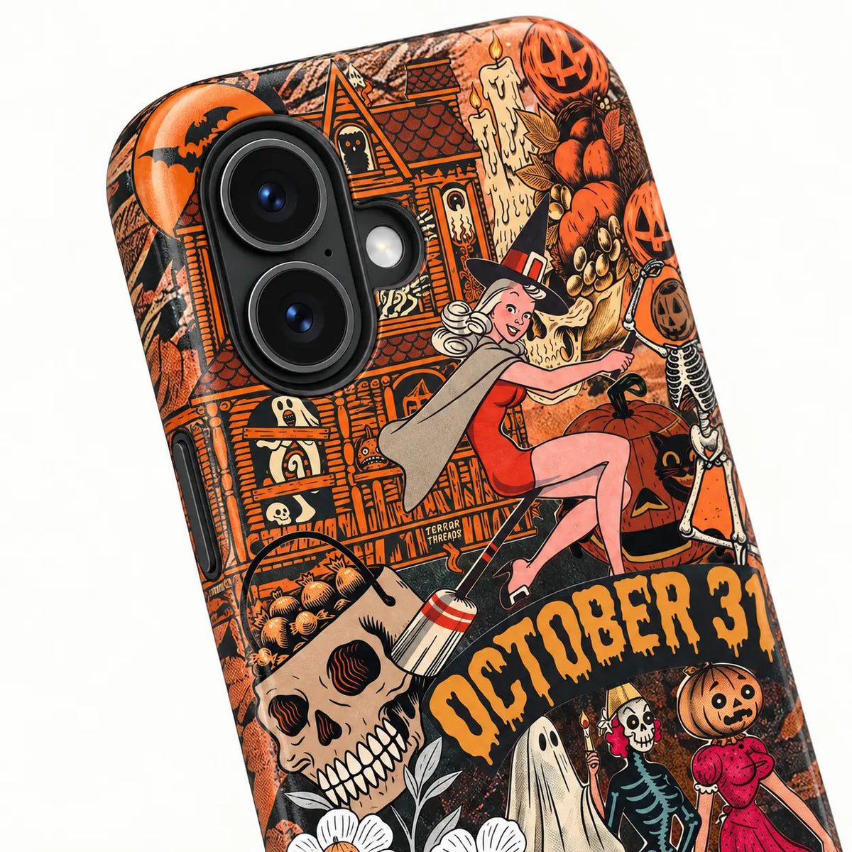 Connected iPhone camera housing on October 31 Halloween case