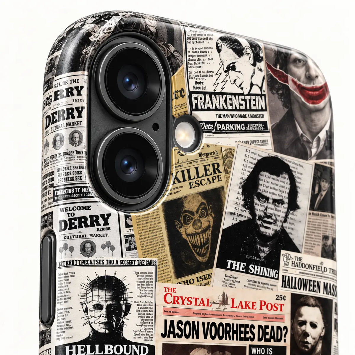 Close-up of raised iPhone camera protection and full-wrap printed edge