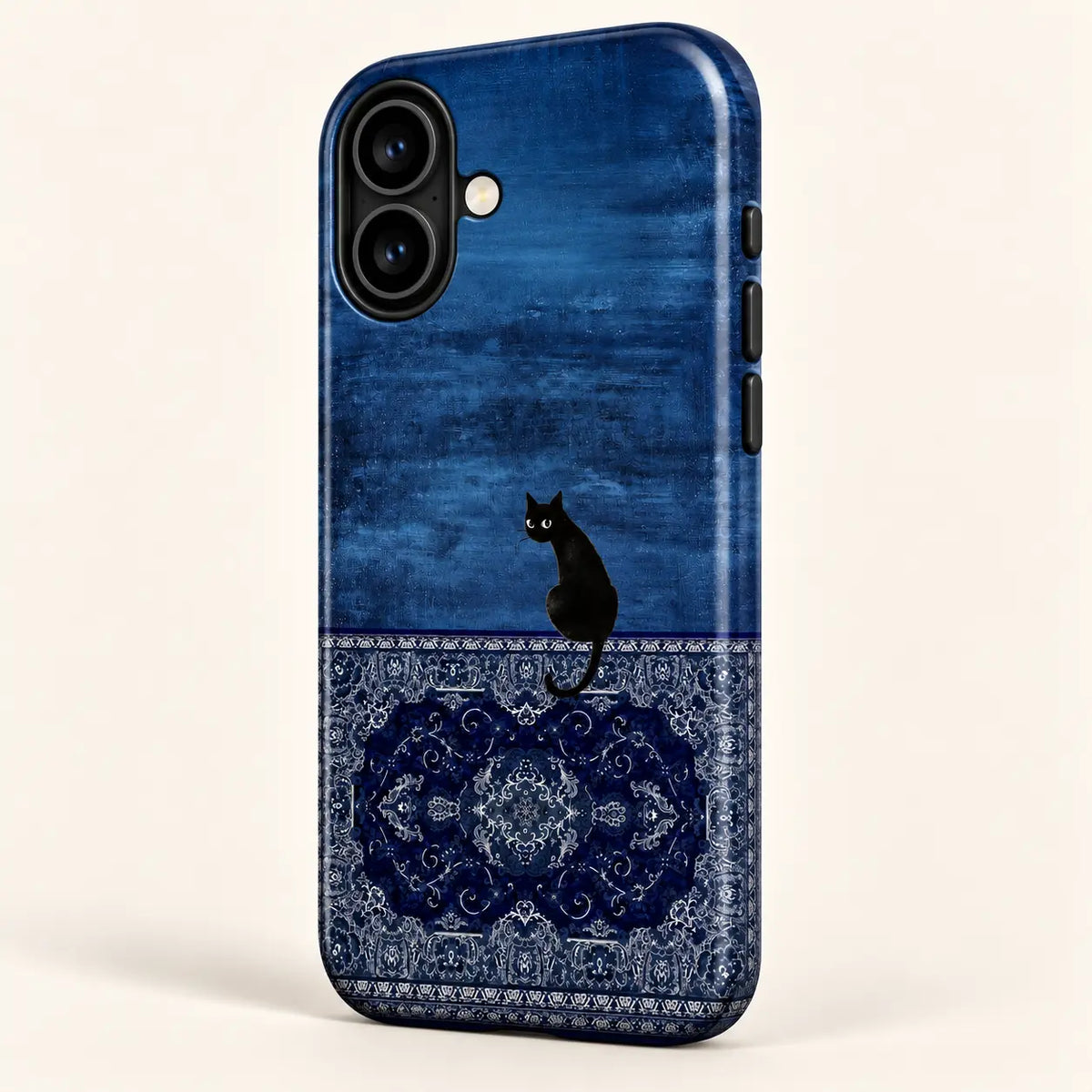 Blue Black Cat & Persian Rug Phone Case mimocase