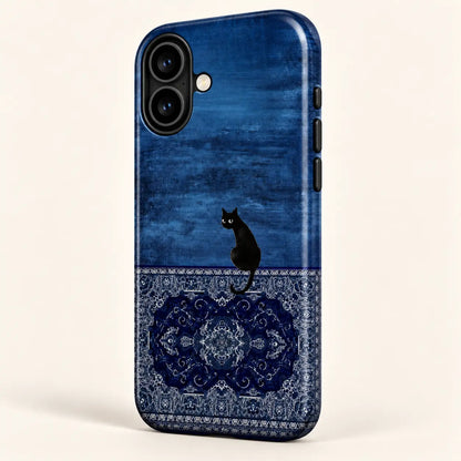 Blue Black Cat & Persian Rug Phone Case mimocase
