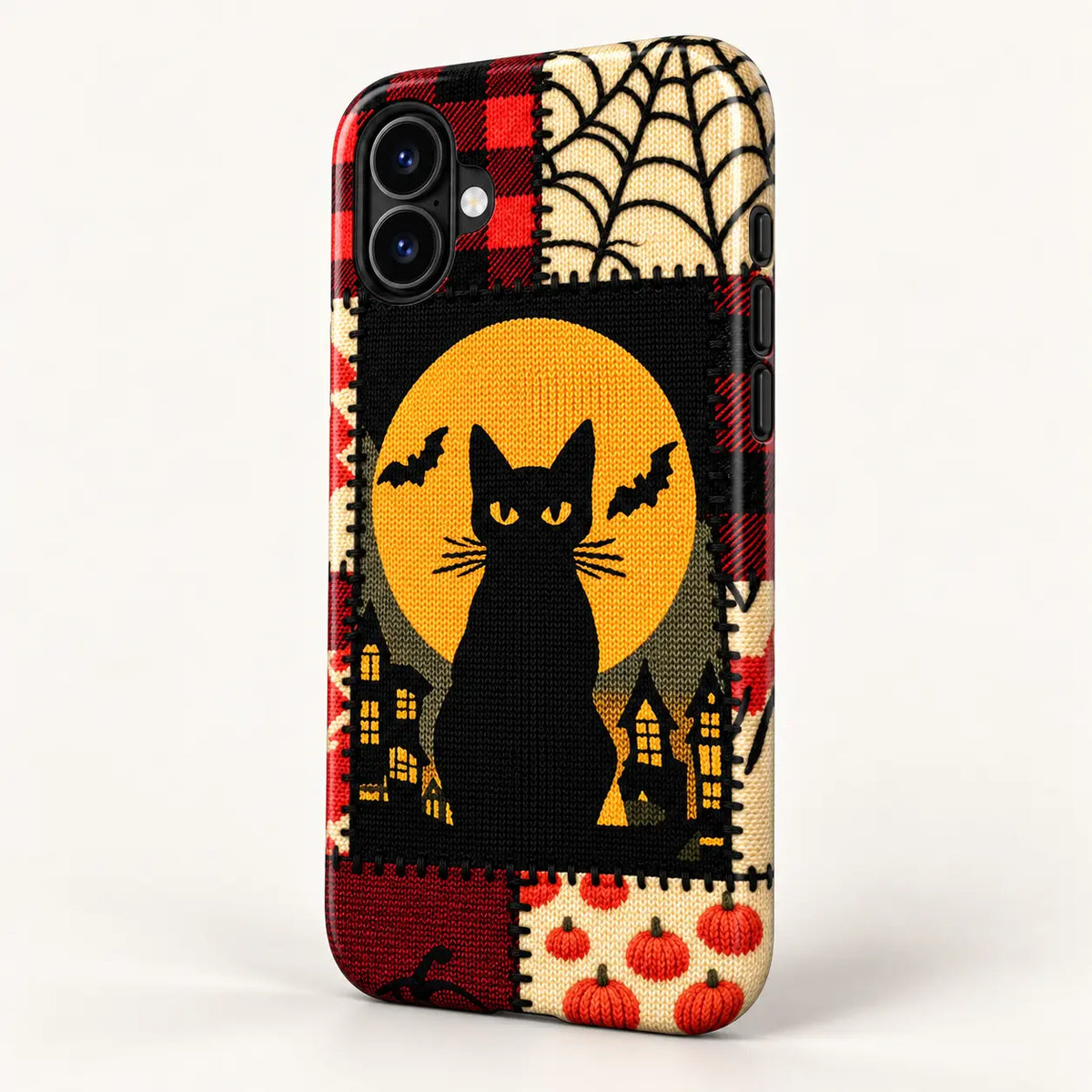 Bottom close-up of the moonlit cat case showing charging-port and speaker openings.