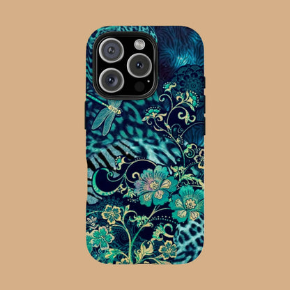 Vintage Teal Leopard Print Aesthetic Phone Case design - MIMOCASE